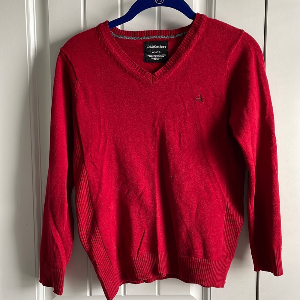 Boys Shirt: Medium (10-12) Red Cotton sweater